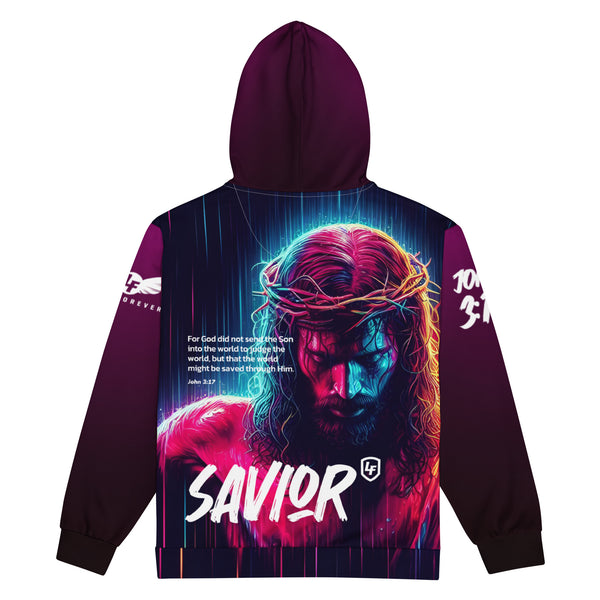 Savior white Unisex zip hoodie