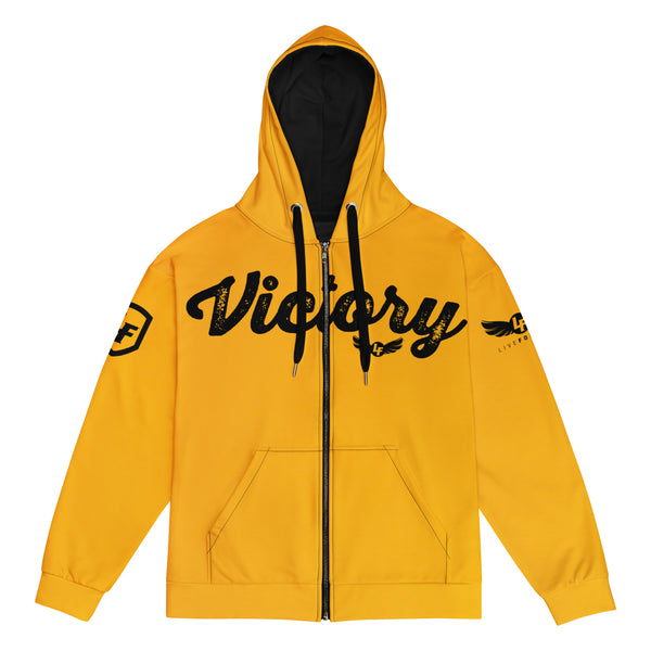 Yellow Victory unisex zipper hoodie